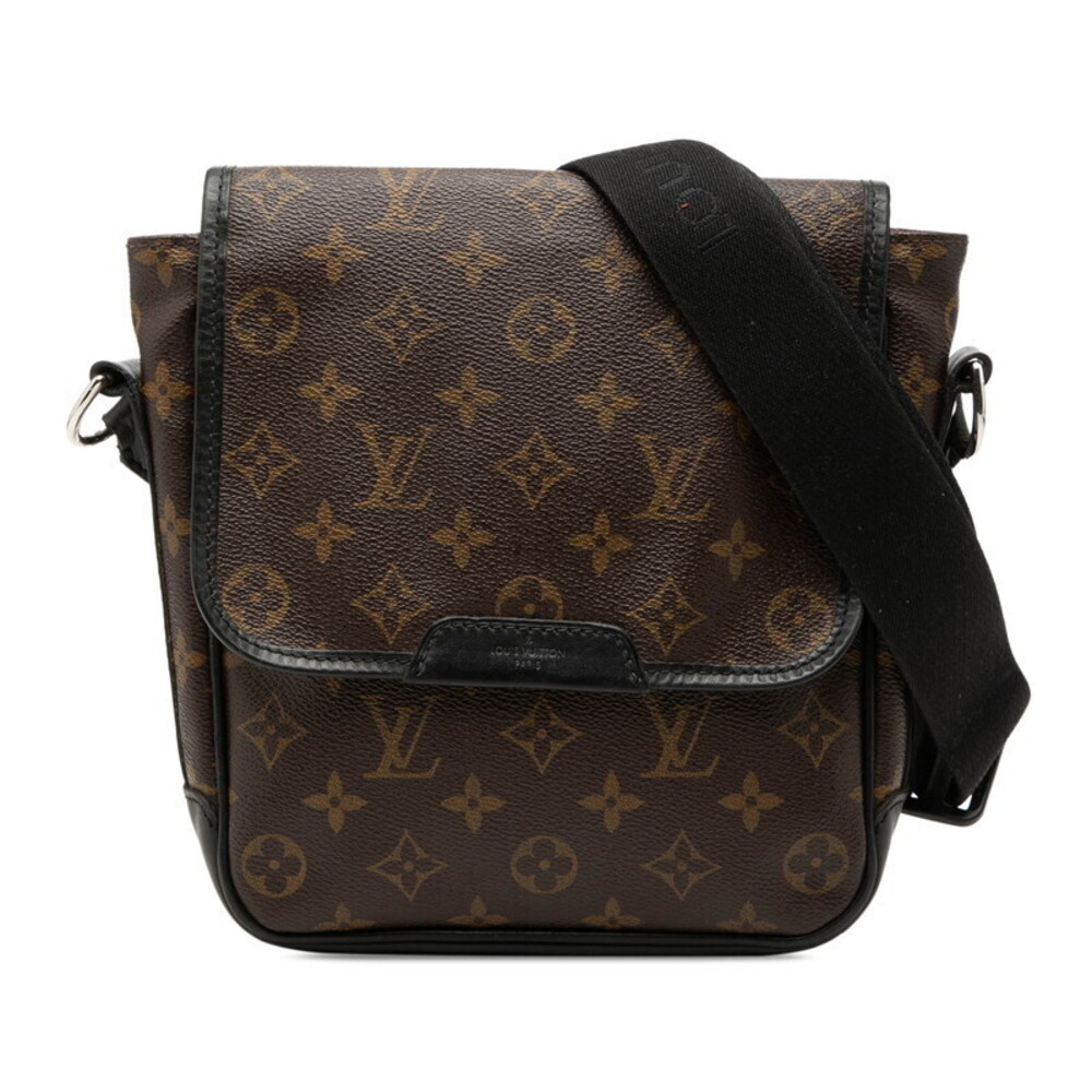 Louis Vuitton Monogram Macassar Brown Bass Crossbody Bag Brown Black Leather